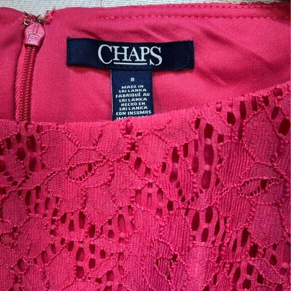NWT Chaps Women Lace Sheath Dress Size 8 Calypso Coral Sleeveless Party Workwear - Picture 2 of 13